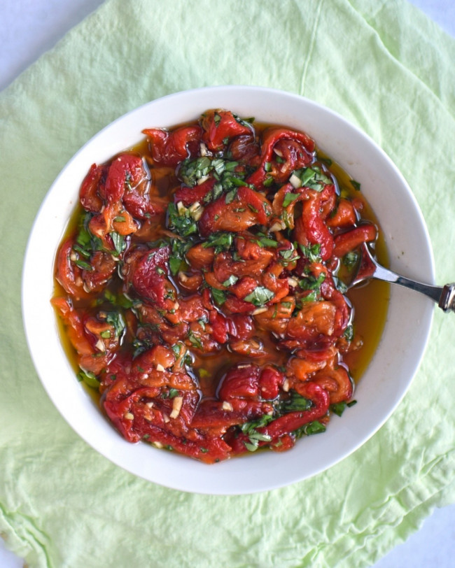 Roast Red Pepper With Garlic And Basil