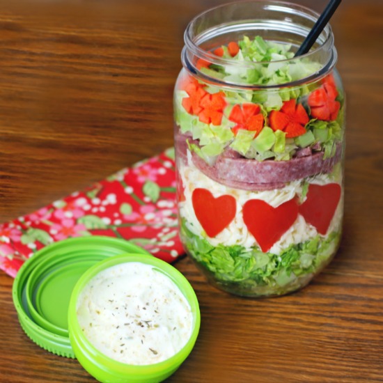 Salad in a Jar with Pepper Hearts