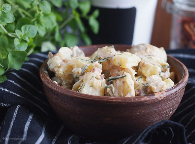 Potato salad with bacon and pickles