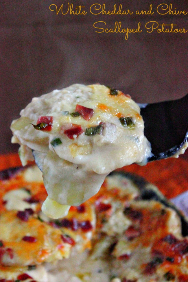 White Cheddar Cheese and Chive Scalloped Potatoes