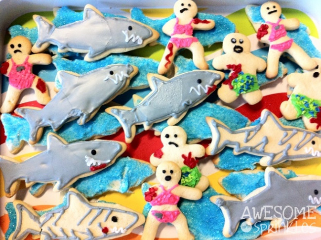 Shark Attack Sugar Cookies - Awesome with Sprinkles