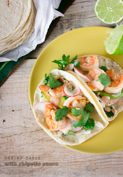 Shrimp Tacos with chipotle sauce