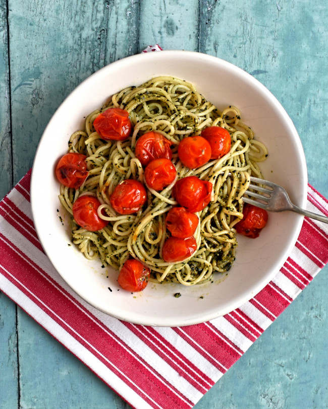 Slow Roast Tomatoes With Basil Spaghetti 