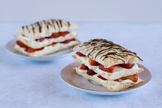 Simple Strawberry Cheesecake Mille-Feuille (aka a Napoleon)