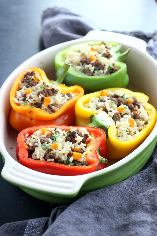 Ground Beef and Brown Rice Stuffed Peppers