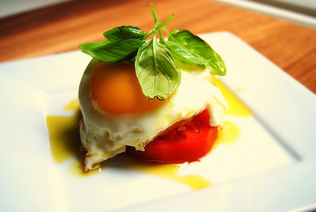 Sunny Side Caprese with Basil