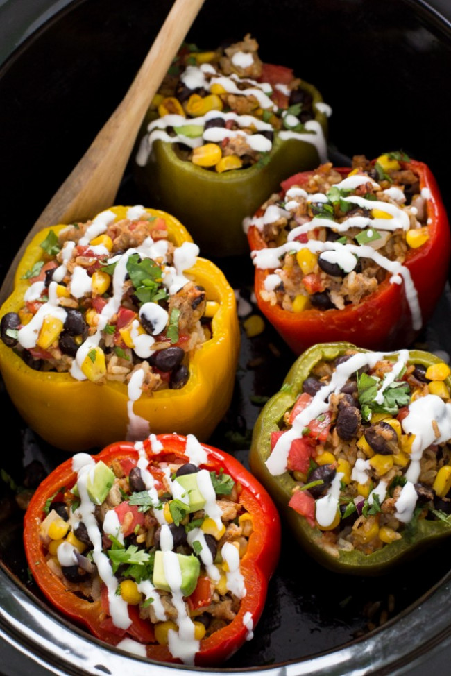 Mexican Slow Cooker Stuffed Peppers