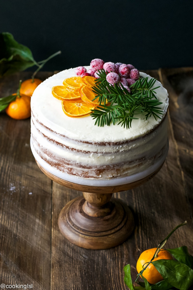 angerine layer cake with tangerine curd and cream cheese frosting
