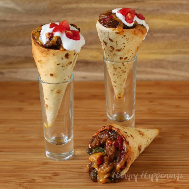 Steak and Pepper Tortilla Cones with straight from the grill flavor