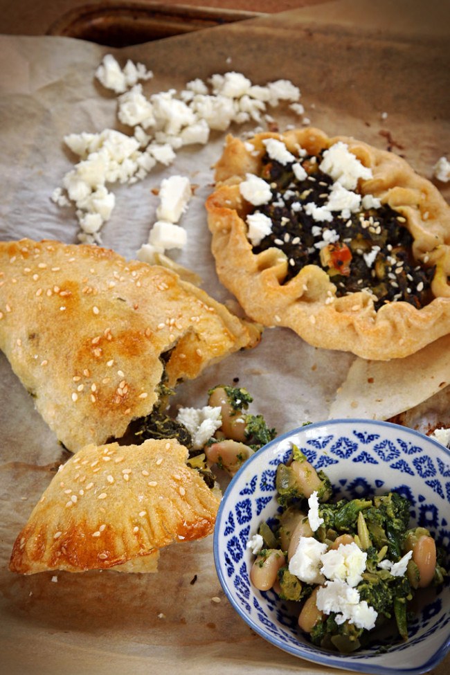 Gluten free Vegetarian Pasties with Spinach and Feta cheese