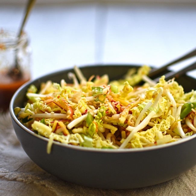 winter slaw with ginger and sesame dressing