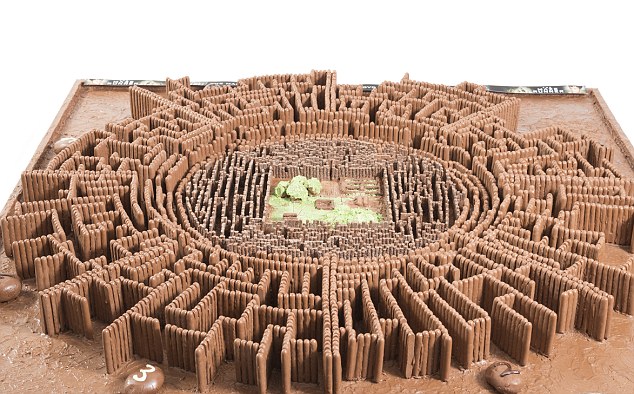 Artist creates edible labyrinth from 4,640 sticks of chocolate