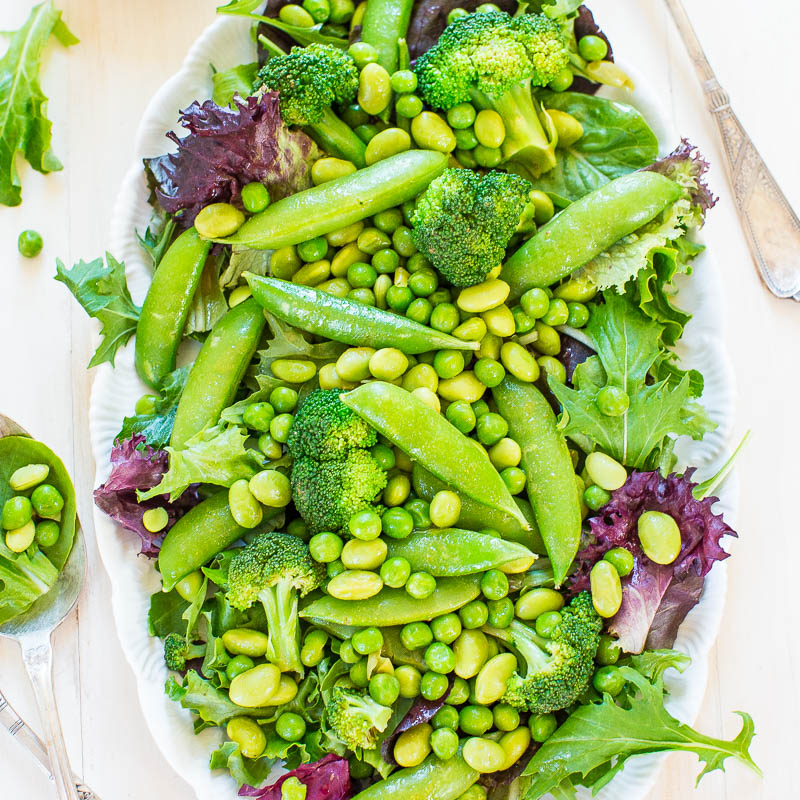 Green Powerhouse Salad with Sesame-Ginger Vinaigrette