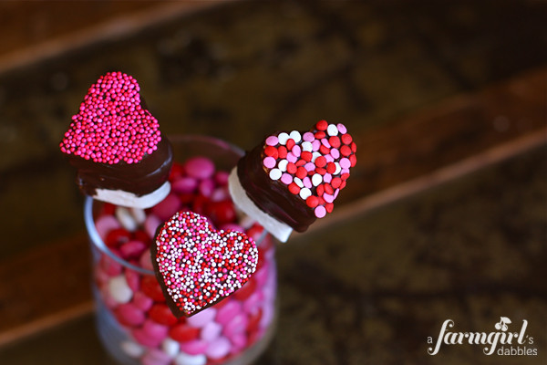 Chocolate Dipped Valentine Marshmallow Pops 