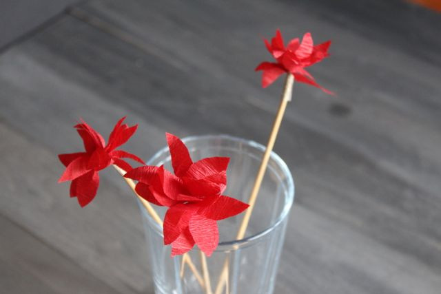 Mini Poinsettia Swizzle Sticks or Cupcake Toppers
