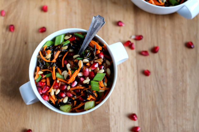 Wild Rice Salad with Pomegranate & Pine Nuts
