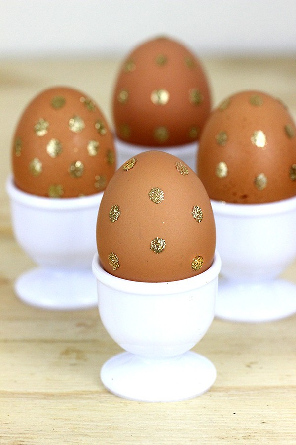 Try Something New: Polka Dot Gold Glitter Eggs
