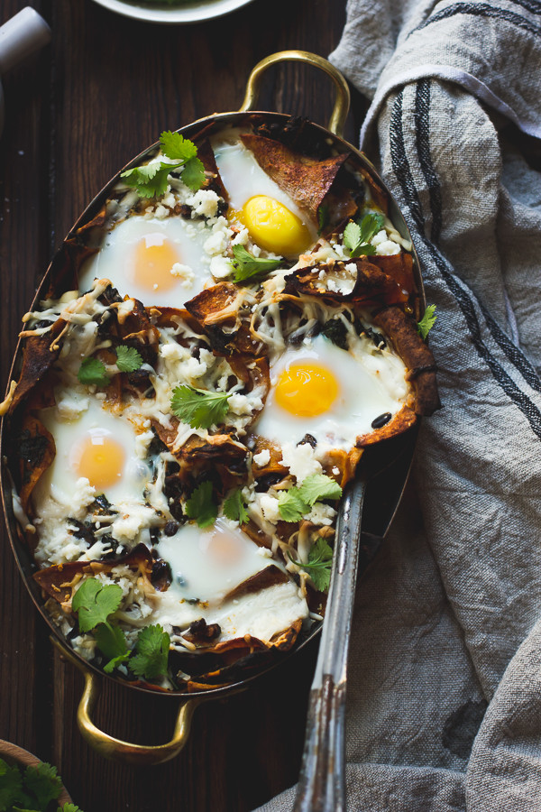 Baked Chilaquiles with Black Beans and Kale