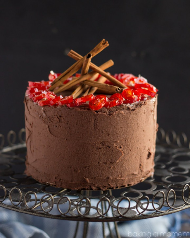 Chocolate Cake with Mexican Chocolate Frosting