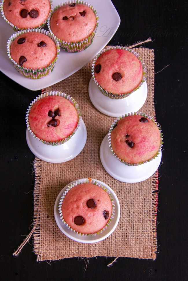 Pink Velvet Choco Chip Cupcakes