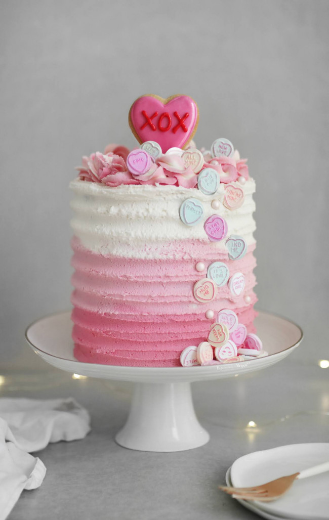 Pink Ombré Valentines Cake - The Little Blog Of Vegan